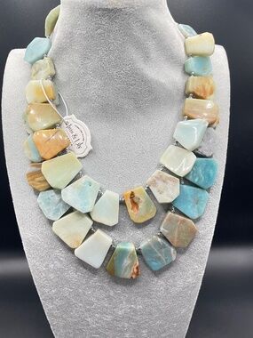 Iris & Lily London Sterling Silver Gemstone Double Strand Statement Necklace